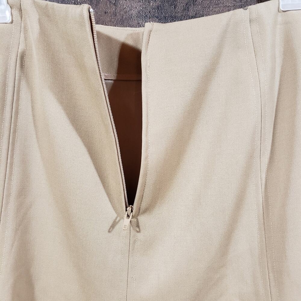 Blue ice‎ vintage tan 100% wool fully lined fit & flare skirt woman's size 4 - Picture 6 of 6